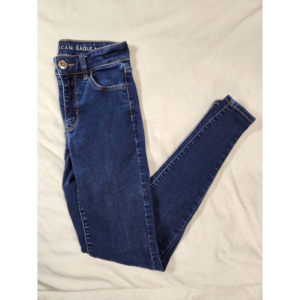 Sz 0 Long American Eagle Jeans Dark Wash High Rise Jegging Womens Size Zero Long